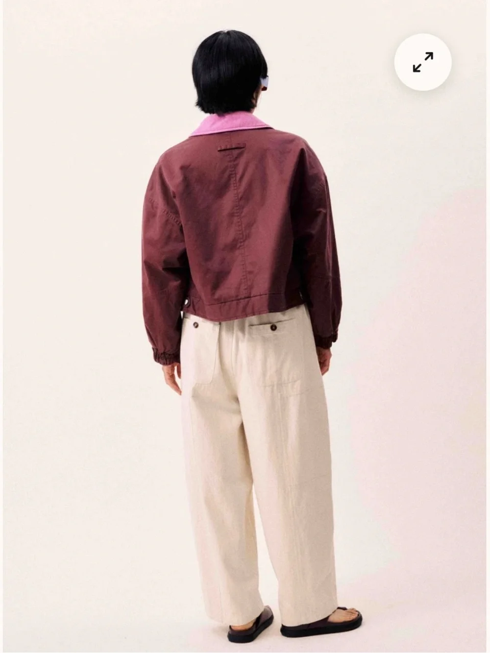 NWT FRNCH Paris Tigressa Cotton Canvas Utility Jacket Bordeaux Burgundy Pink M